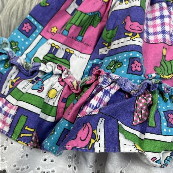 Vintage Martha’s Miniatures Baby Girls Pink Purple Animal Ruffle Dress - Picture 11 of 12